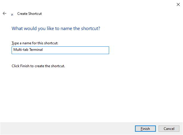 specify shortcut name