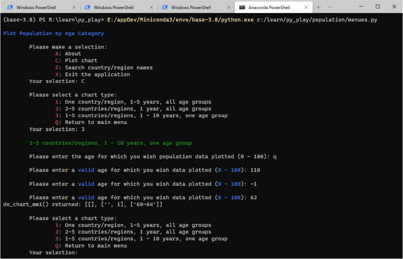 image of terminal showing test code output