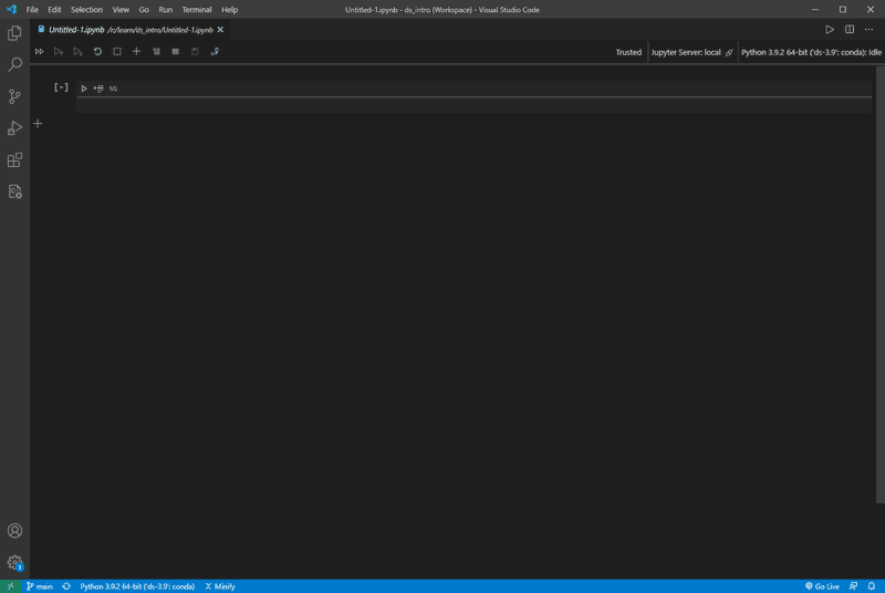 new, blank notebook open in VSCode window