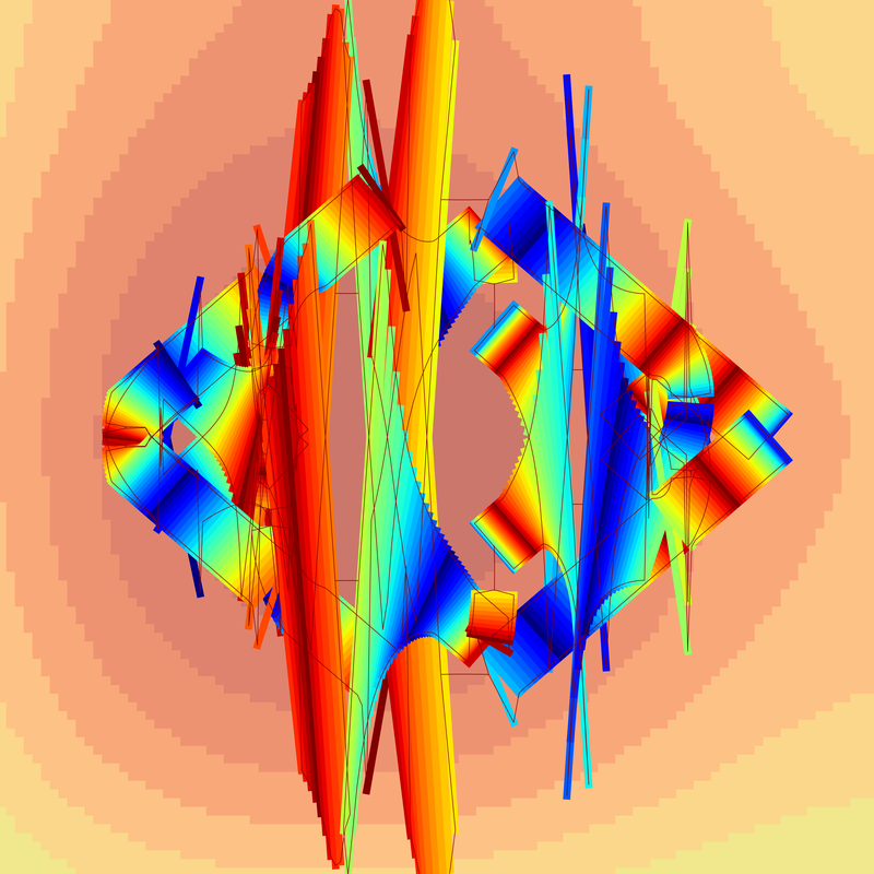 image of curves generated using the spirograph script over coloured backgrounds