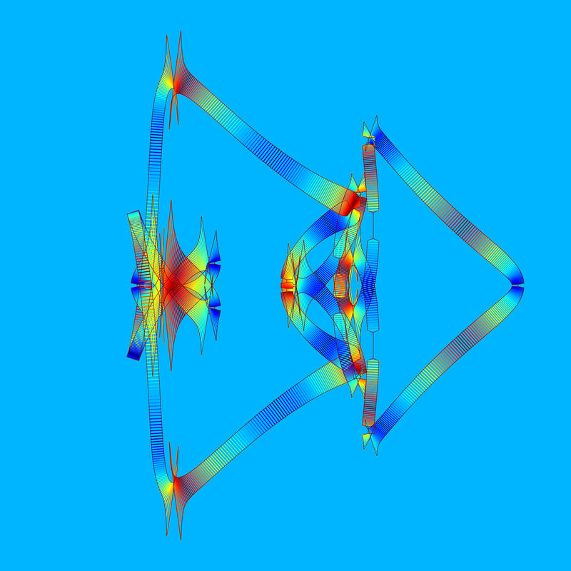 image of curves generated using the spirograph script over coloured backgrounds