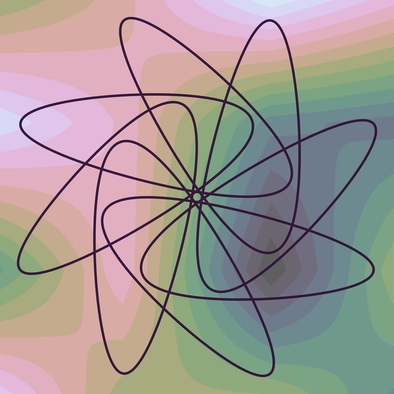 image of curves generated using the spirograph script over coloured backgrounds