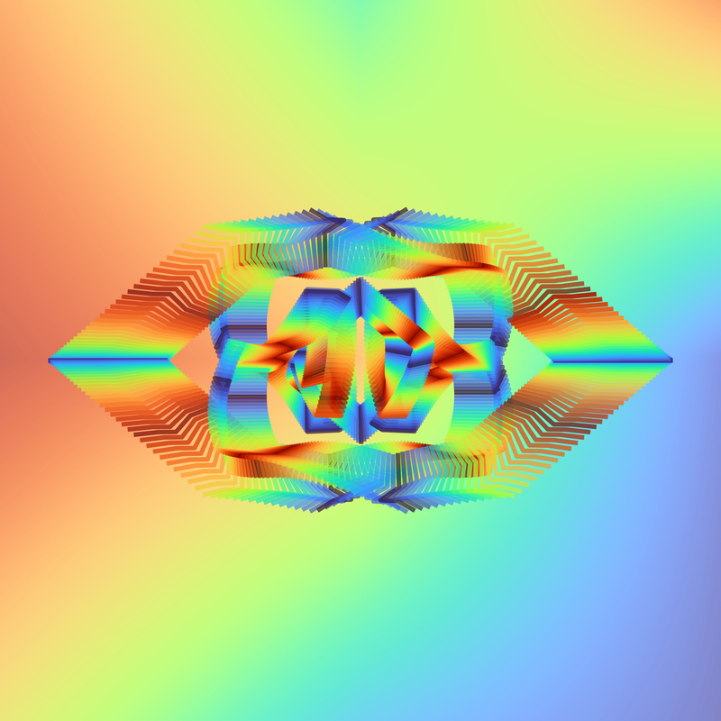 image of plot generated using the spirograph script but with blotchy colour background