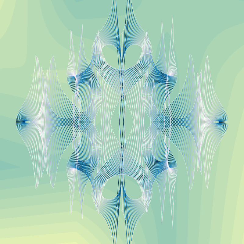 image of curve generated using the spirograph script over blotchy colour background using a custom qualitative colourmap