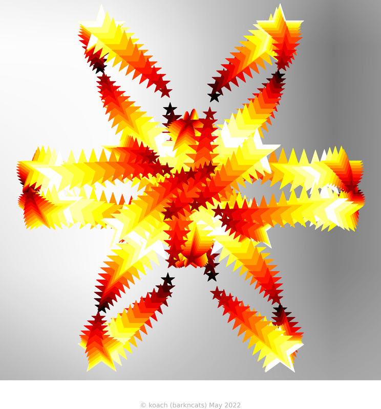 image using scatter plot to simulate cycling line width with fewer, longer cycles, random maximum marker sizes and shapes
