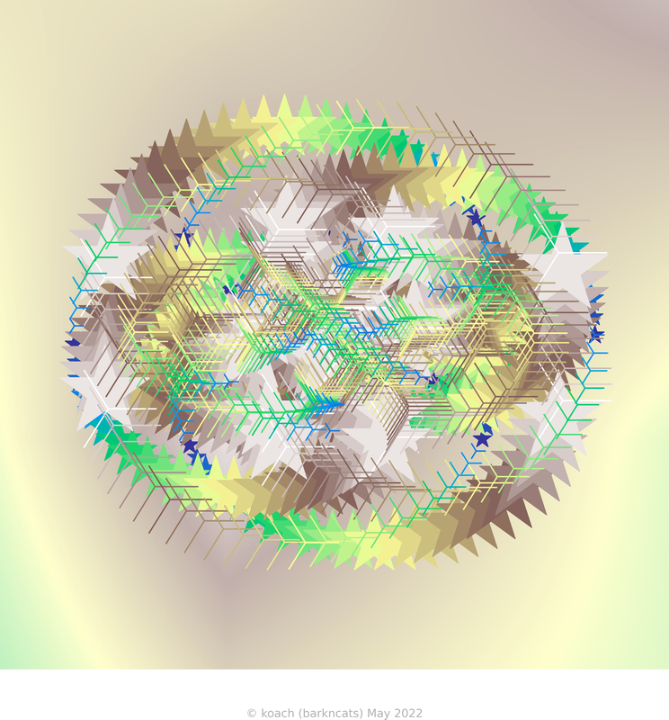 image using scatter plot to simulate cycling line width with fewer, longer cycles and random maximum marker sizes and shapes
