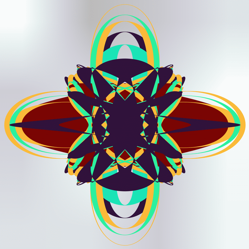 gnarly spirograph images generated with matplotlib fill_between(), with variations between which rows the colouring occurs
