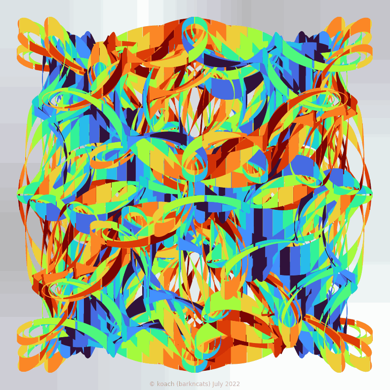 gnarly spirograph image generated with matplotlib fill_between(), with linear and rotational transformations