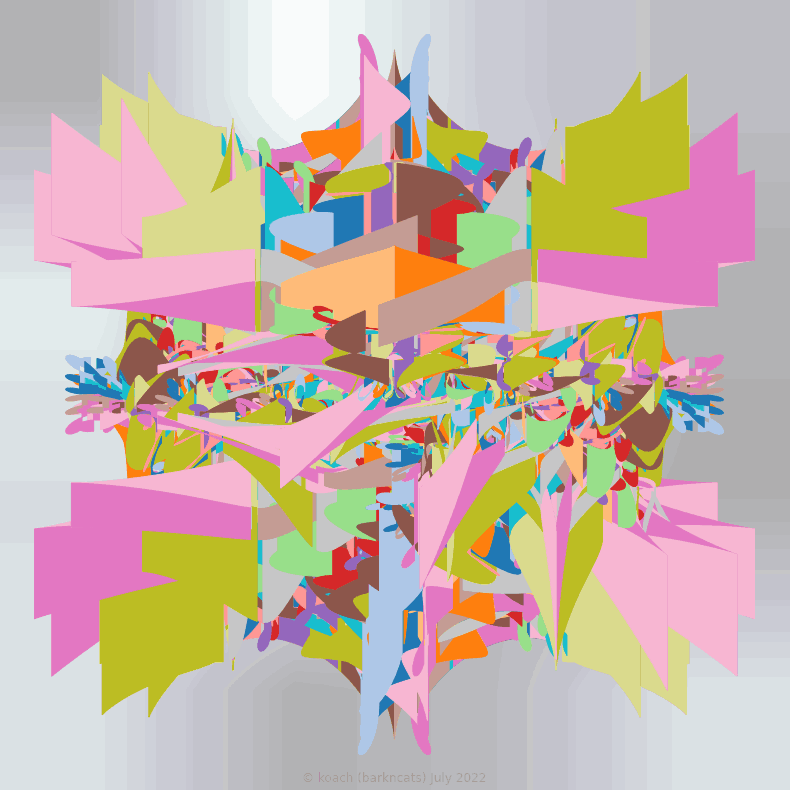gnarly spirograph image generated with matplotlib fill_between(), with linear and rotational transformations