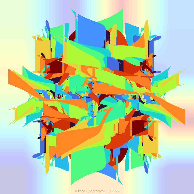 gnarly spirograph image generated with matplotlib fill_between(), with linear and rotational transformations