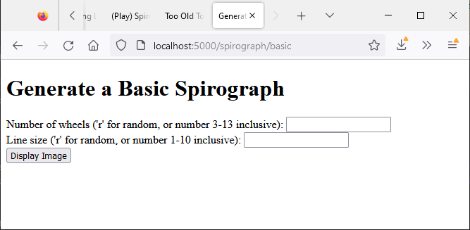 screen shot of basic form in browser