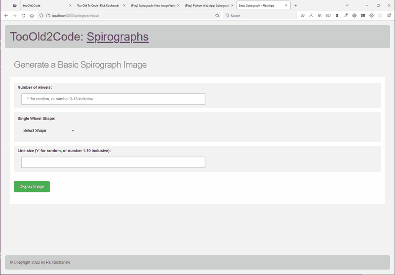 screen shot of restyled basic spirograph form page