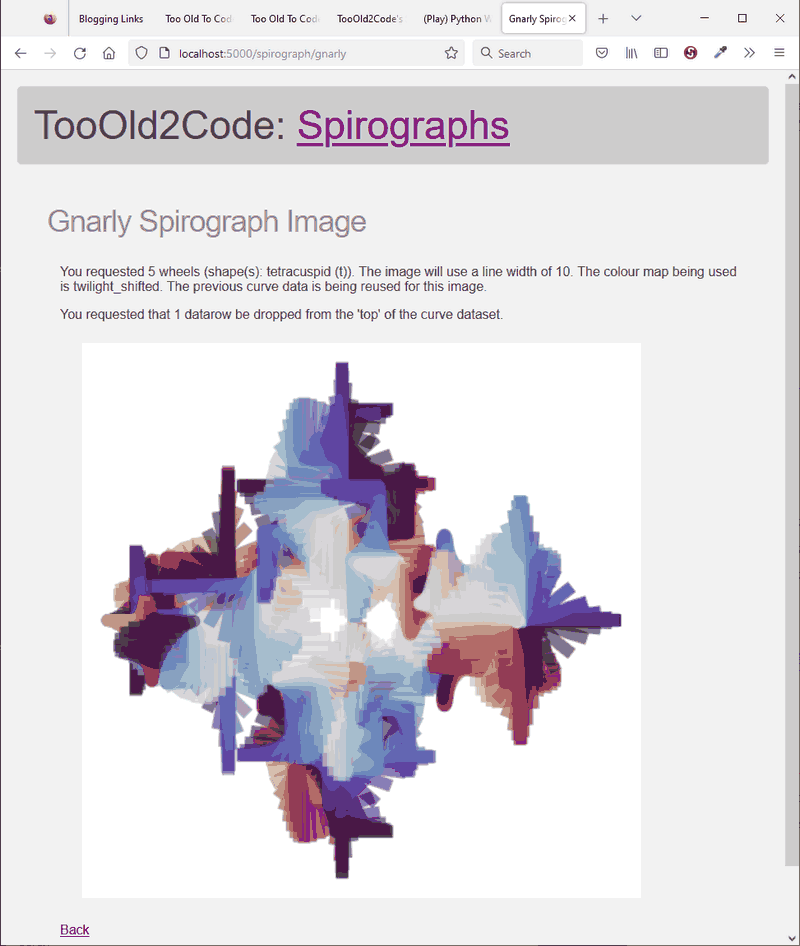 screen shot of gnarly spirograph image reusing the previous curve data for a basic image