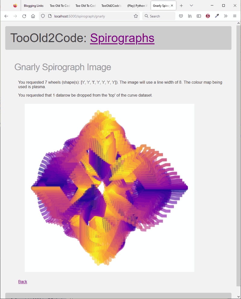 screen shot of gnarly spirograph image using a user selected colour map