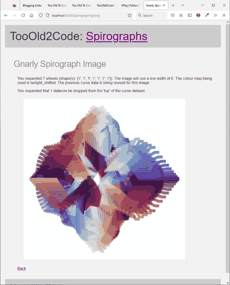 screen shot of gnarly spirograph image reusing the previous curve data for a new image