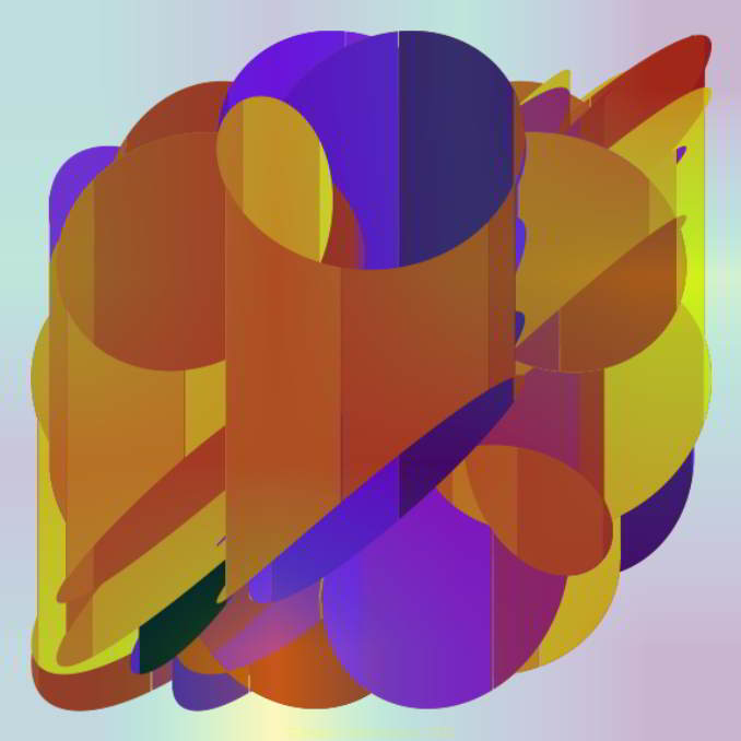 mosaic style spirograpn image using colouring between 2D transforms