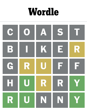 5th Wordle guesses (runny)