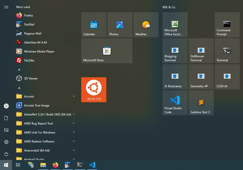 image of my Start Menu