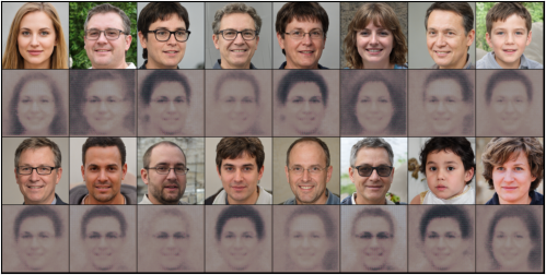 sample of training and regenerated images after one epoch of training