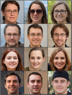 sample of images interpolating between two random feature vectors