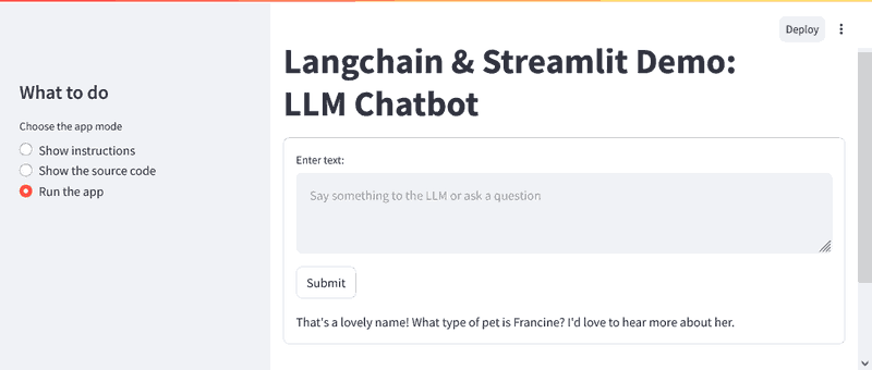 First chat query and AI response